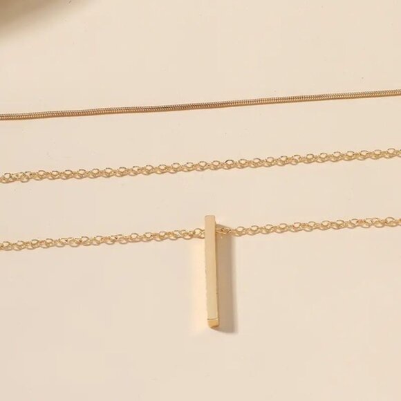 14K Gold filled pendant bar lariat necklace - Picture 4 of 5